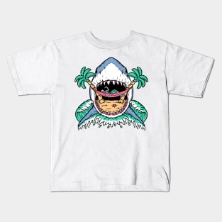 Shark attacks the beach Kids T-Shirt